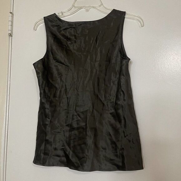 Eileen Fisher Dark Green Round neck sleeveless Silk shell tank top size Petite M - Picture 4 of 4